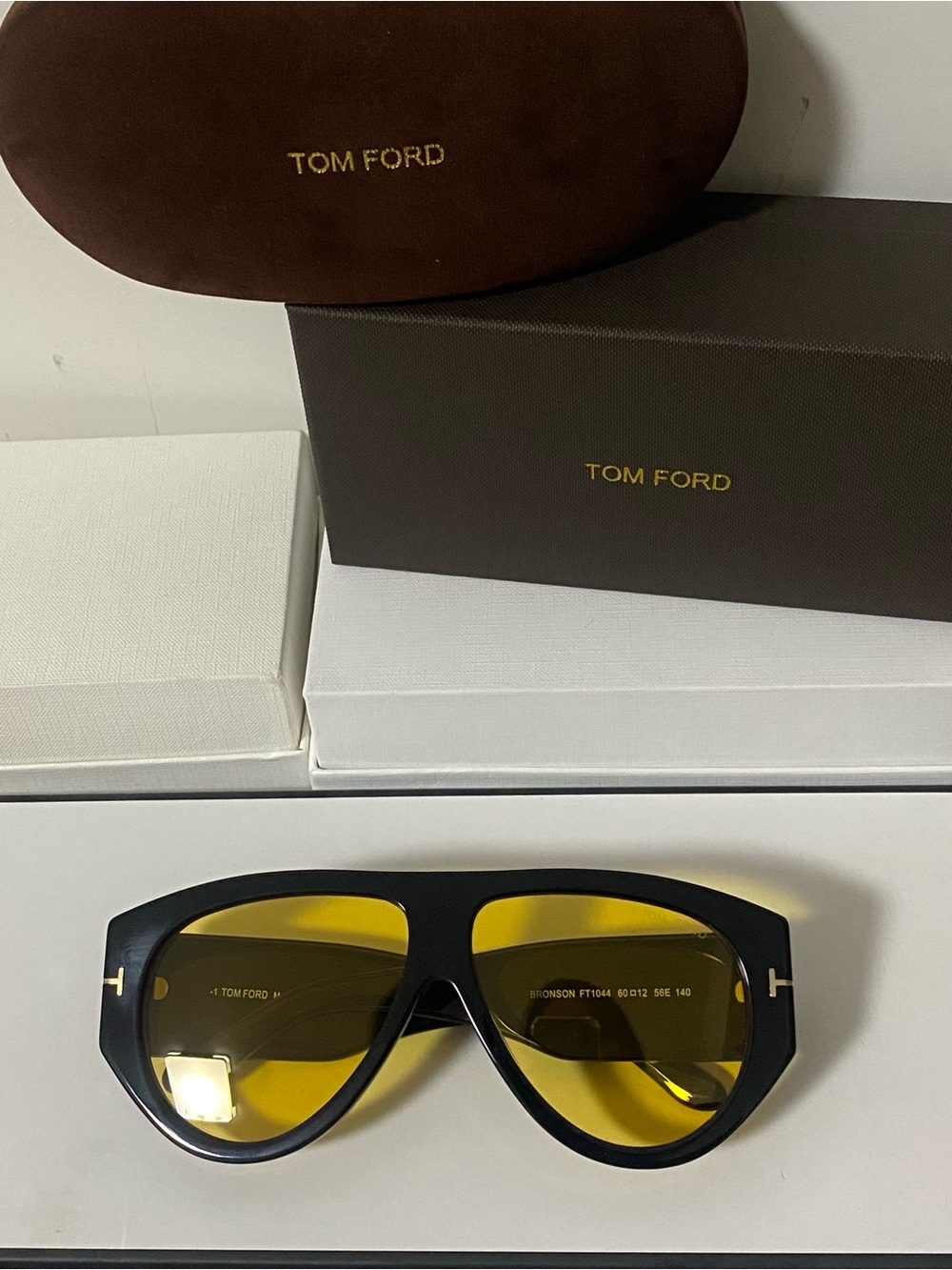 Tom Ford Black Frame Sunglasses with Yellow Lenses